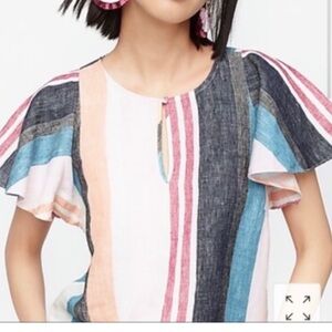 J. Crew Flutter Sleeves Linen Top